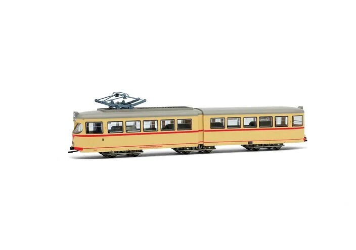 Arnold HN2613S N scale Tram Duewag GT6, one front light, beige/red livery "Düsseldorf", with Multiprotocol Dound Decoder
