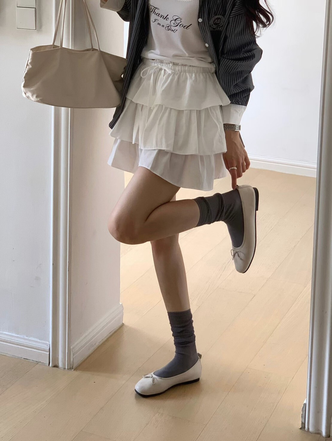 可愛女子鬆緊腰綁帶蛋糕裙短裙 / 3色