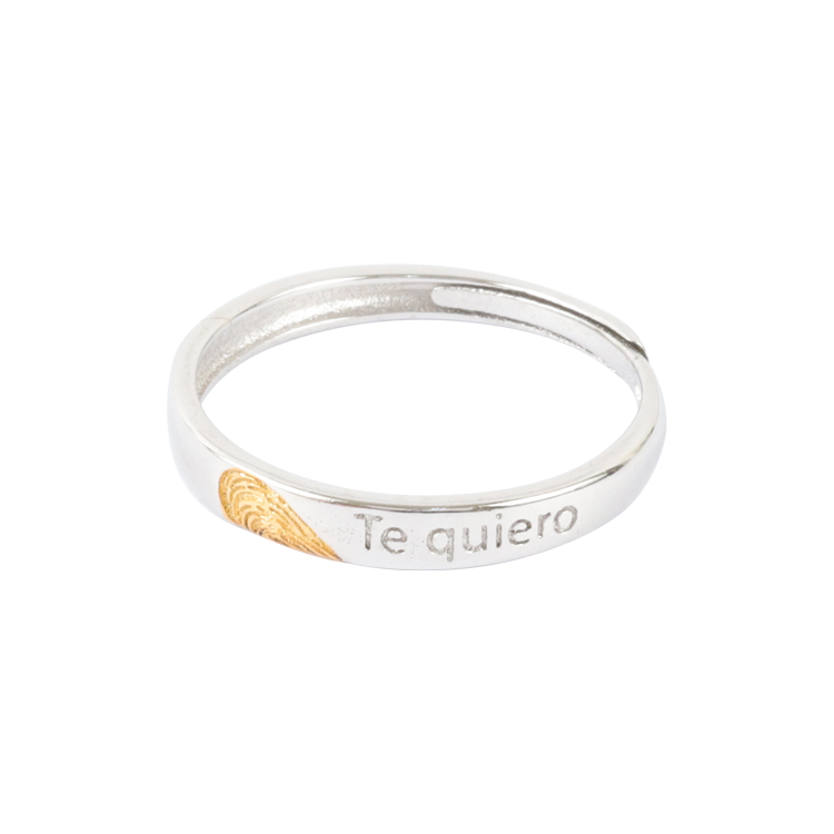 純銀對戒，情侶戒指 印語相依；Te quiero 我愛你（4322女款）