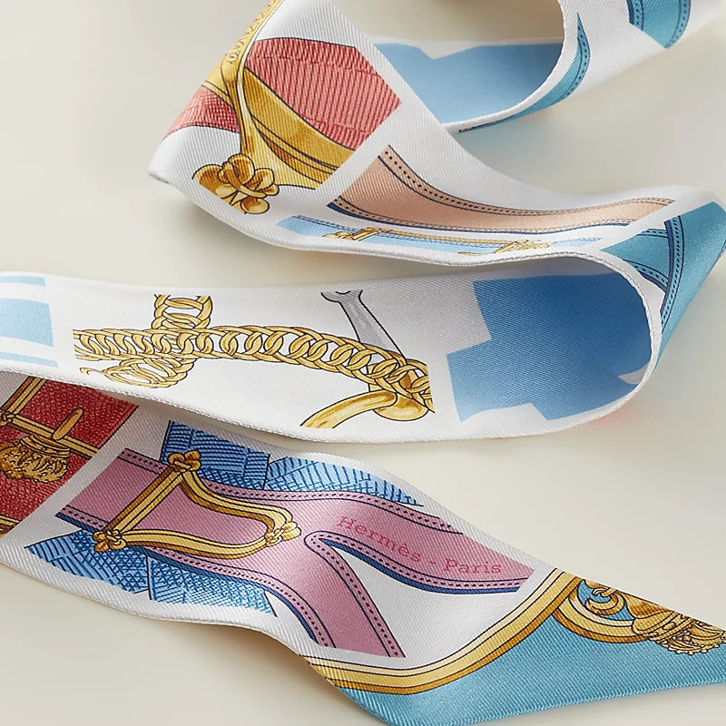 HERMES CAVALCADOUR REMIX TWILLY Gris Perle / Bleu / Bois De Rose