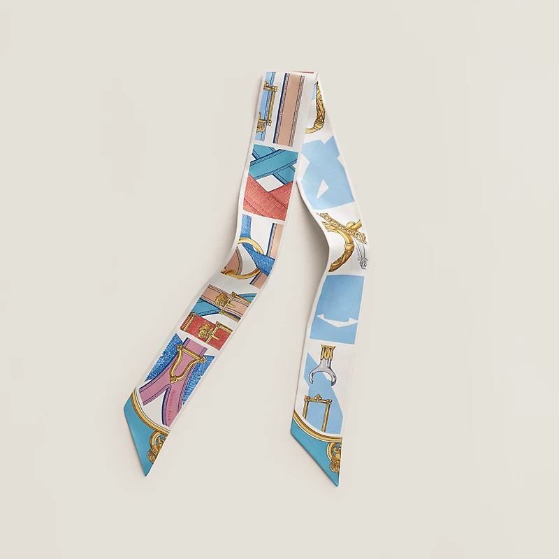 HERMES CAVALCADOUR REMIX TWILLY Gris Perle / Bleu / Bois De Rose