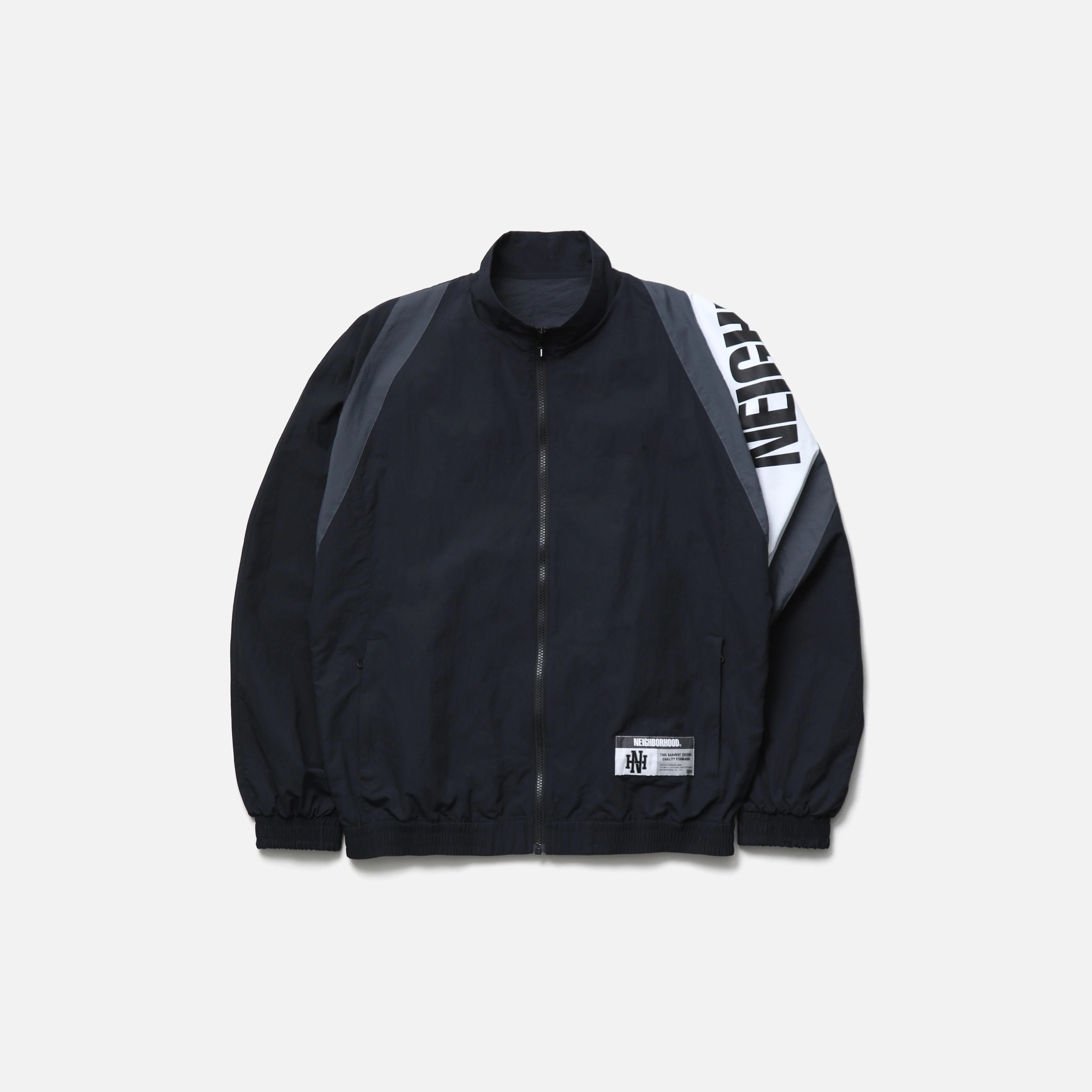 -(B6c)-NEIGHBORHOOD TRACK JACKET FW26 NBHD 尼龍運動外套 黑/綠/藍-262TSNH-JKM06