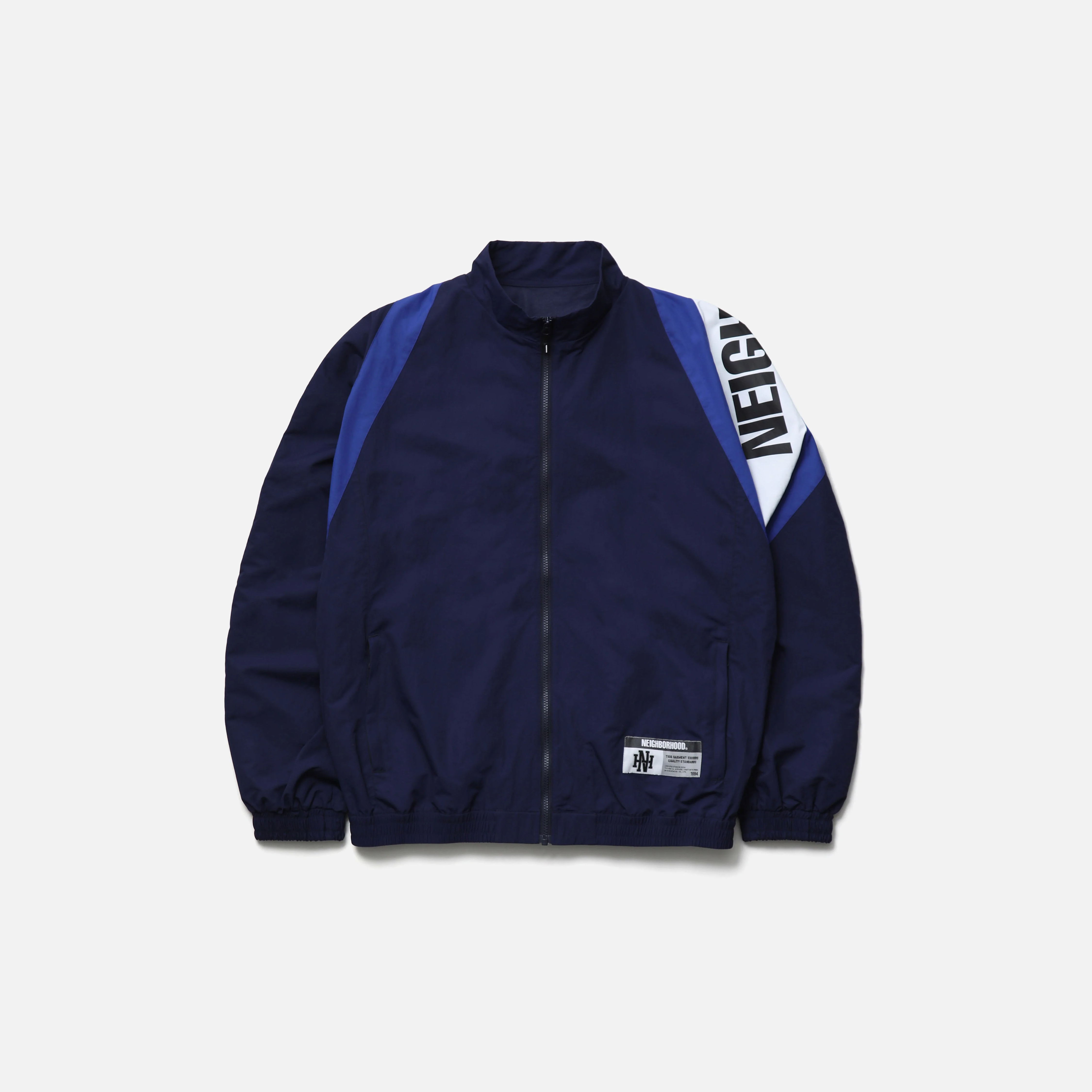 -(B6c)-NEIGHBORHOOD TRACK JACKET FW26 NBHD 尼龍運動外套 黑/綠/藍-262TSNH-JKM06