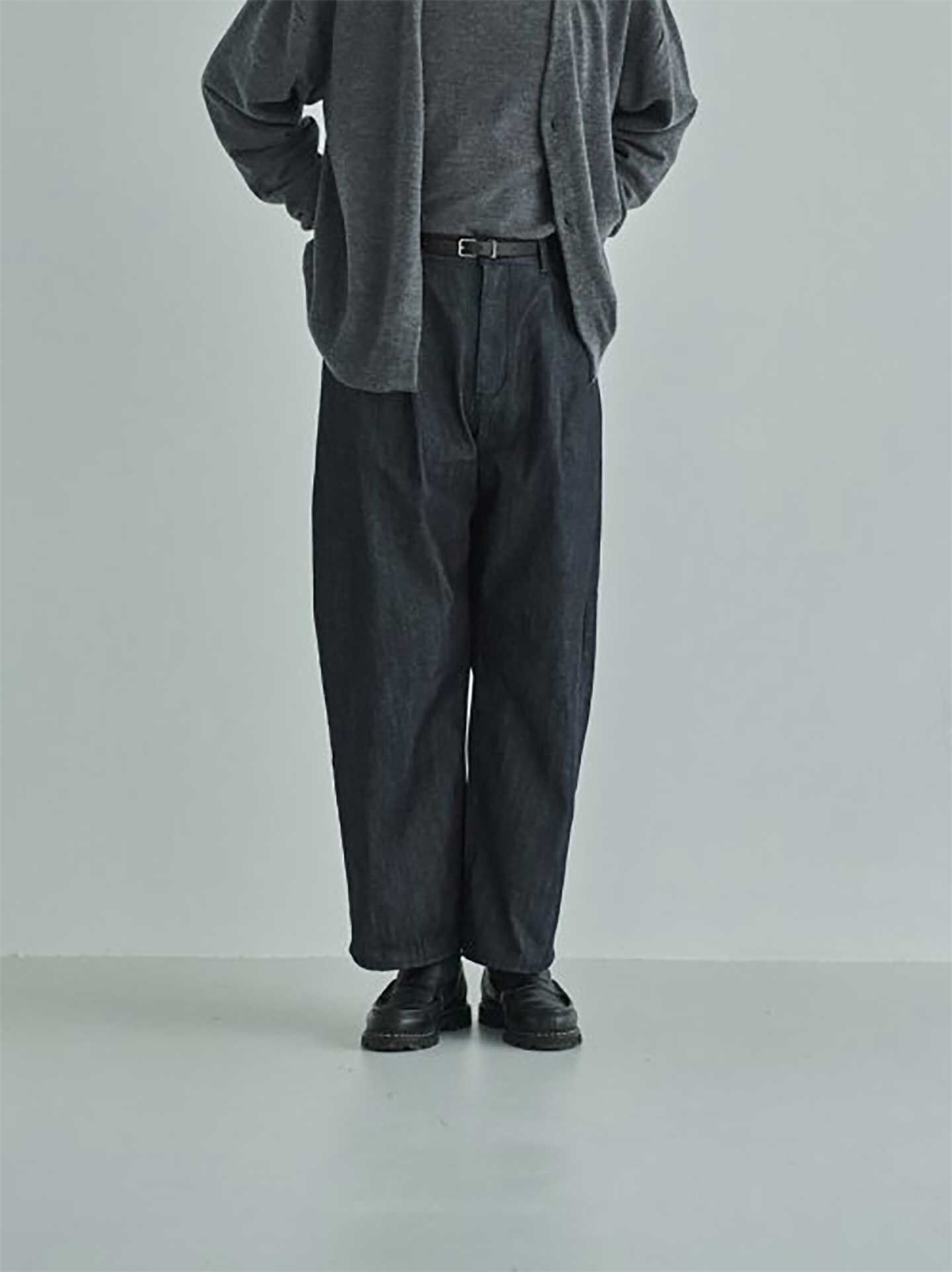 Still By Hand Selvedge Denim Deep Tuck Wide Pants DN012