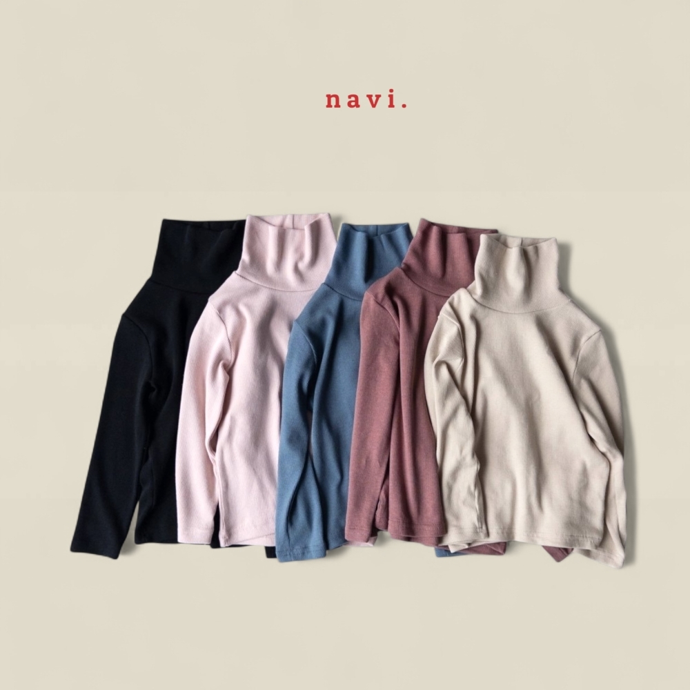 90-160 NAV 彈性羅紋高領上衣 5色