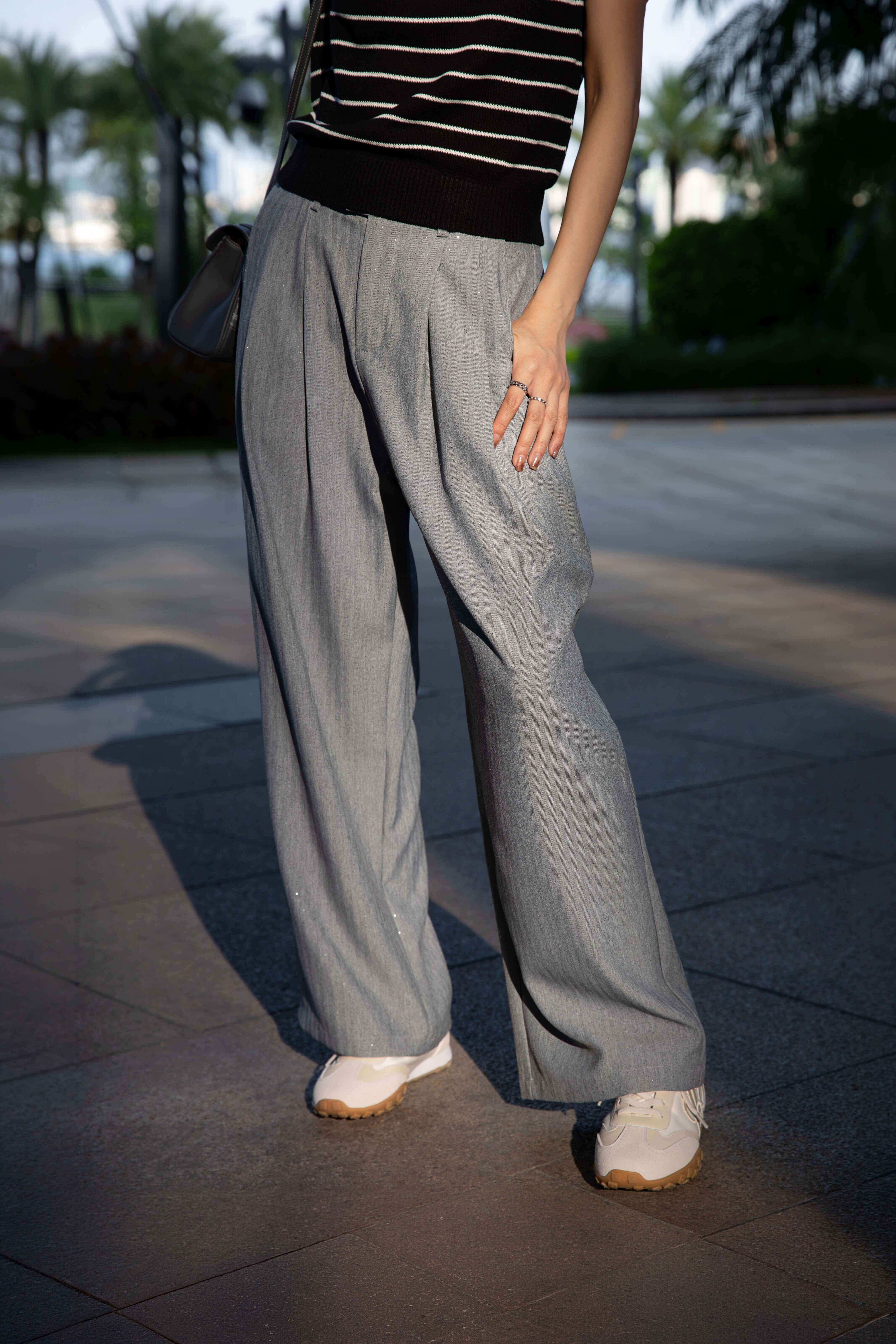 Glitter Stripe Beggy Trousers_PT259L16