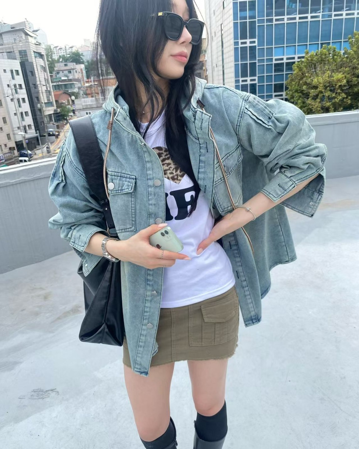 連帽牛仔襯衫夾克