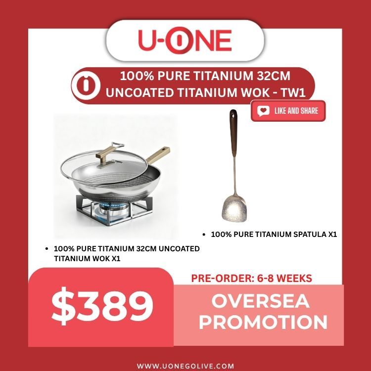 100% PURE TITANIUM 32CM UNCOATED TITANIUM WOK - TW1