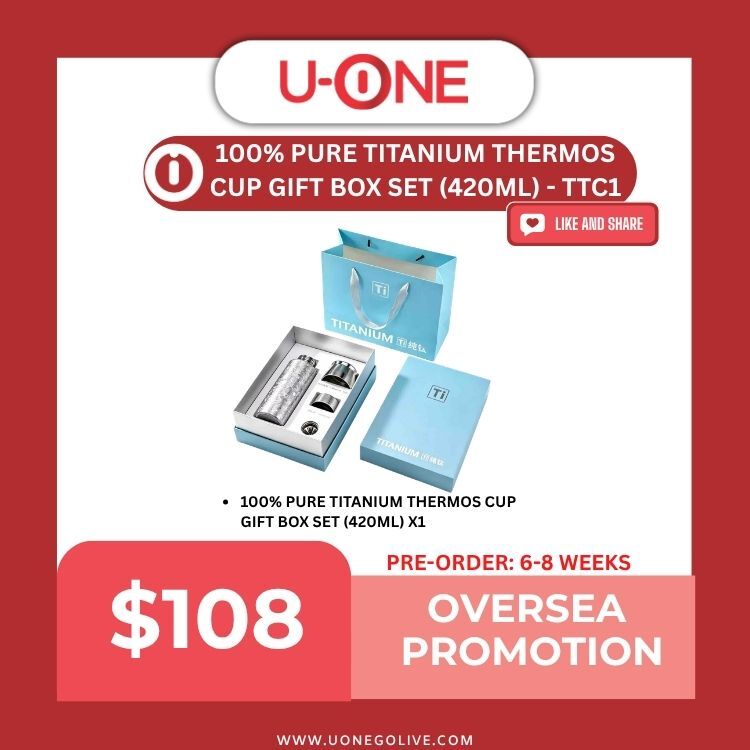 100% PURE TITANIUM THERMOS CUP GIFT BOX SET (420ML) - TTC1