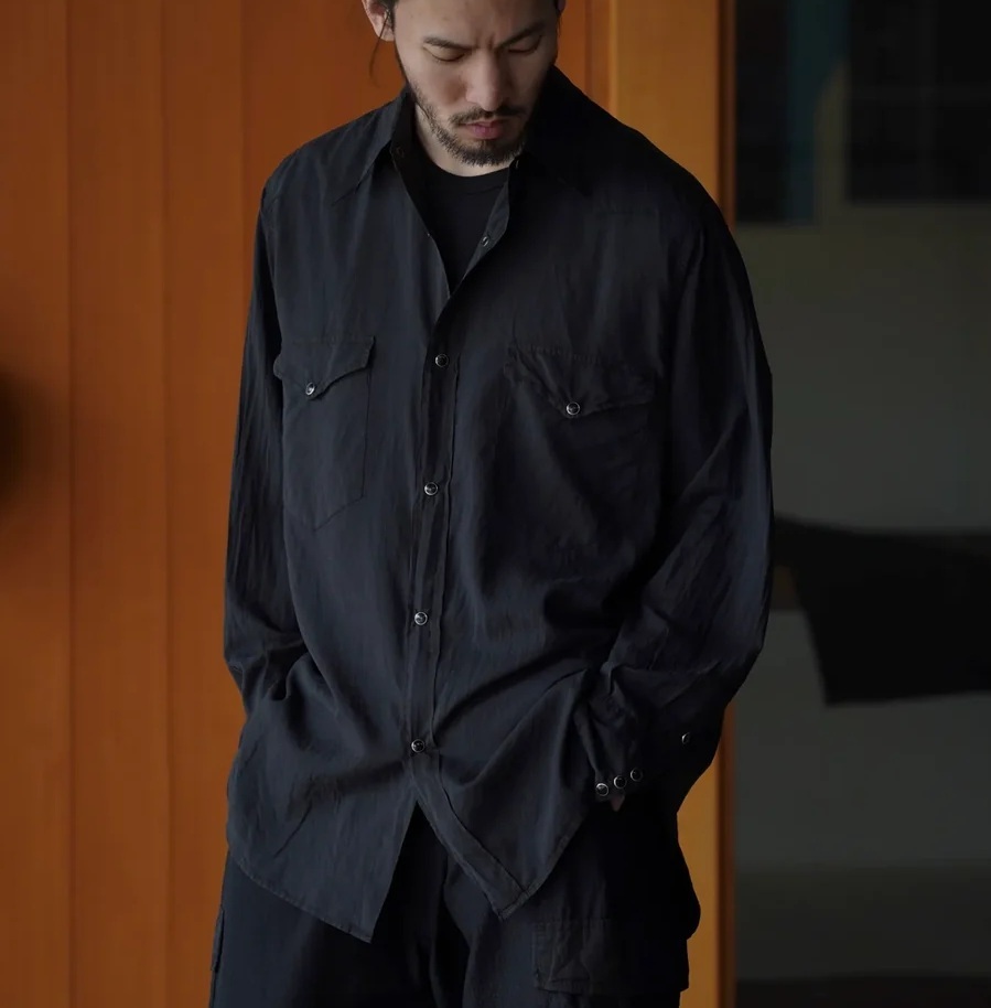 COMOLI 2026 SILK GARMANT-DYED WESTERN SHIRT - PRE ORDER ITEM (預訂中)