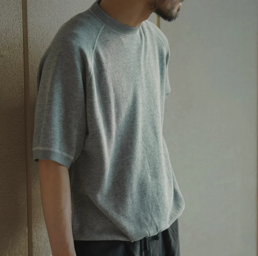 COMOLI 2026 GRAY FLEECE SHIRT SLEEVE CREW - PRE ORDER ITEM (預訂中)