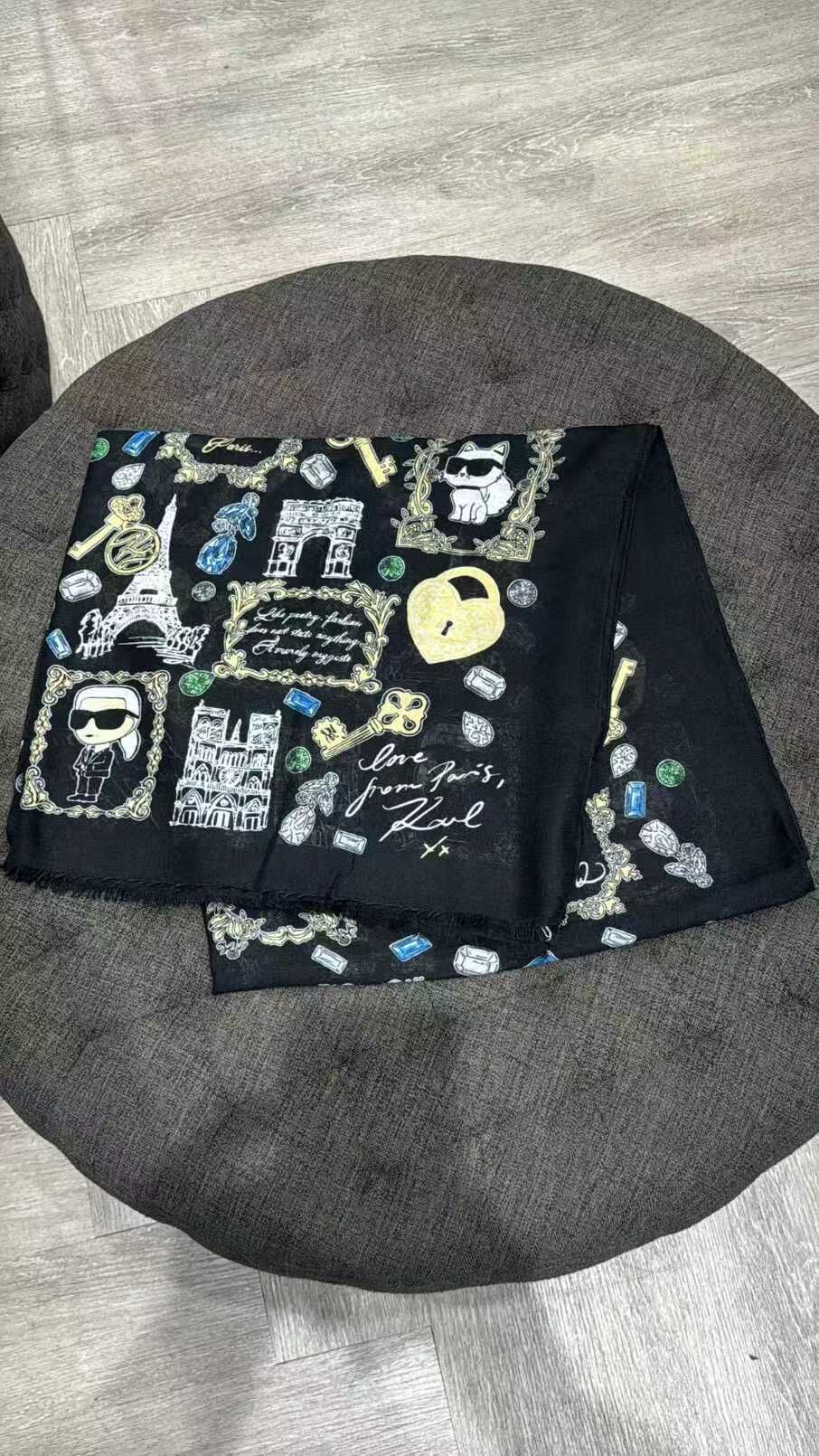 【預購】Karl Lagerfeld N090508 絲巾 (黑色)