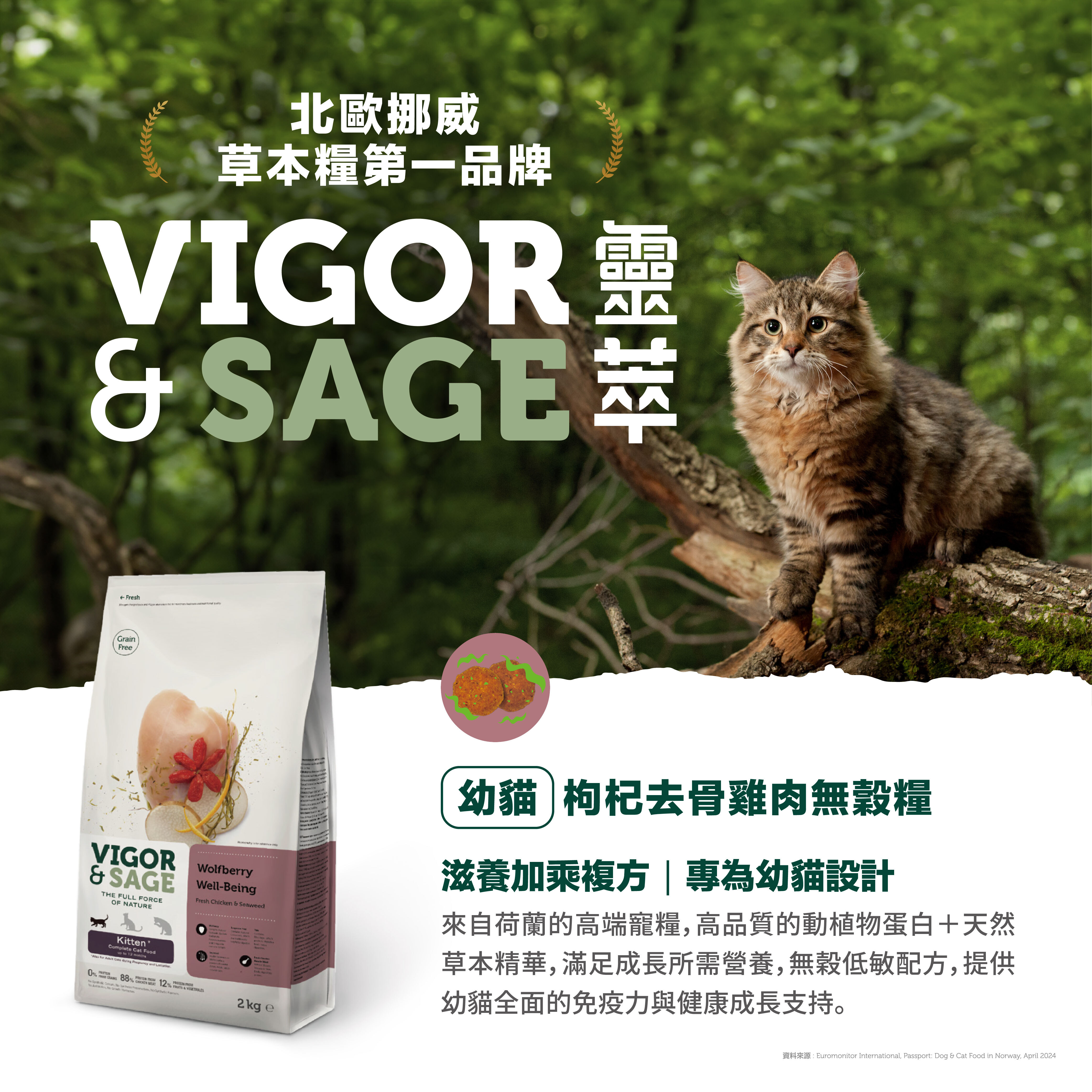 靈萃VIGOR&SAGE-幼貓枸杞去骨雞肉無穀糧 2kg