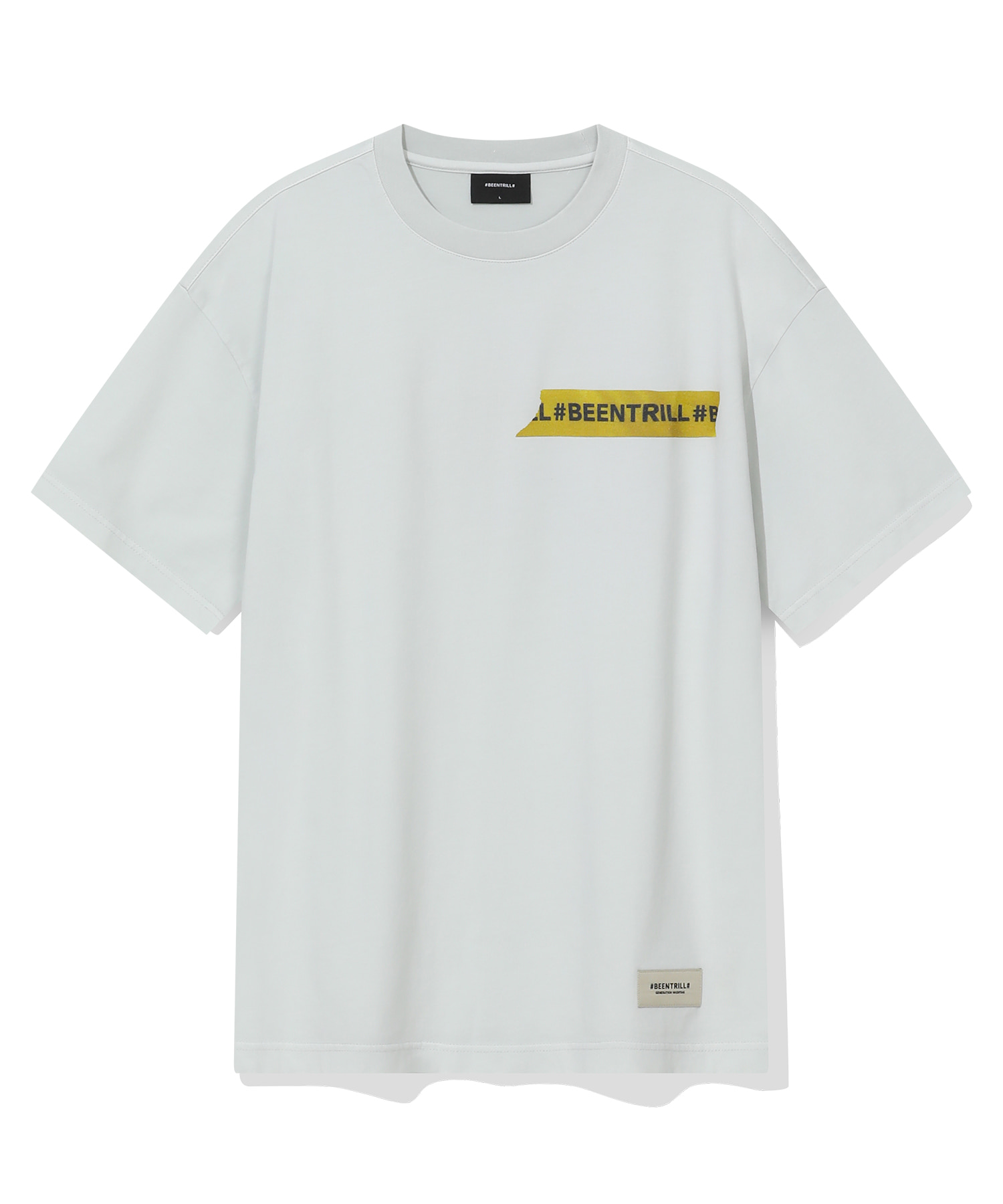 【韓國預購】 BEENTRILL ZKR090505 男女同款膠帶小LOGO短袖上衣