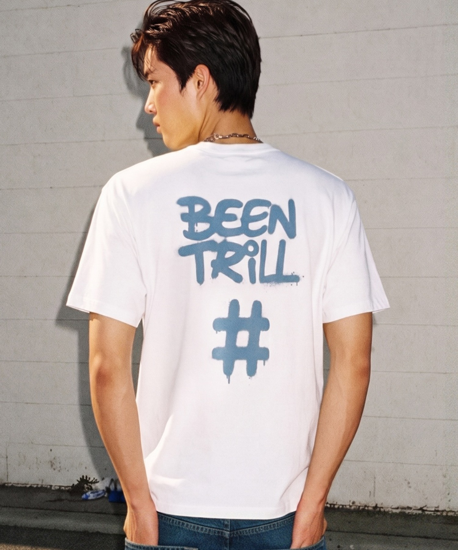 【韓國預購】 BEENTRILL ZKR090506 男女同款噴漆Hashtag 短袖上衣