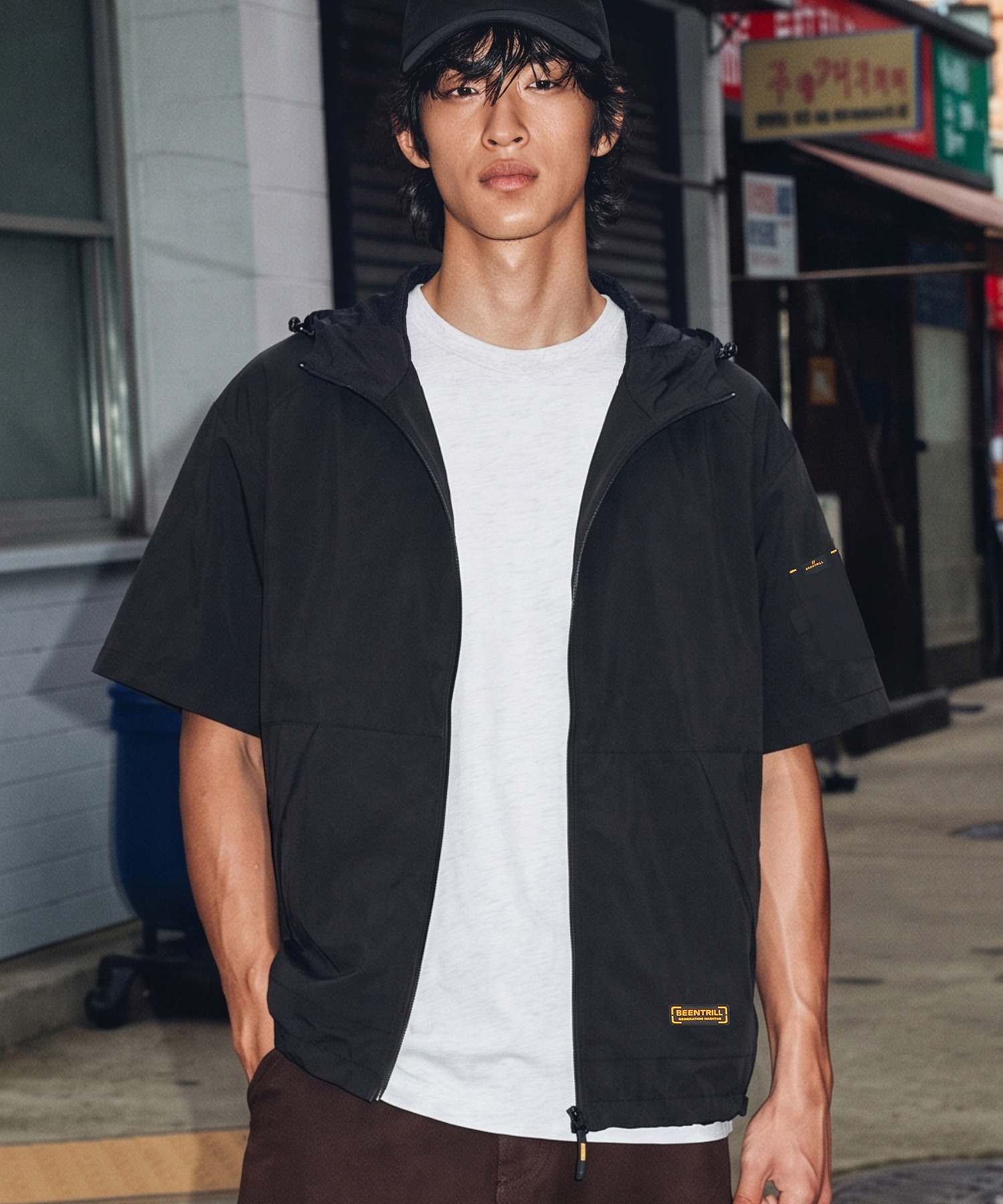 【韓國預購】 BEENTRILL ZKR090513 Venturi 男裝涼感連帽短袖拉鏈外套