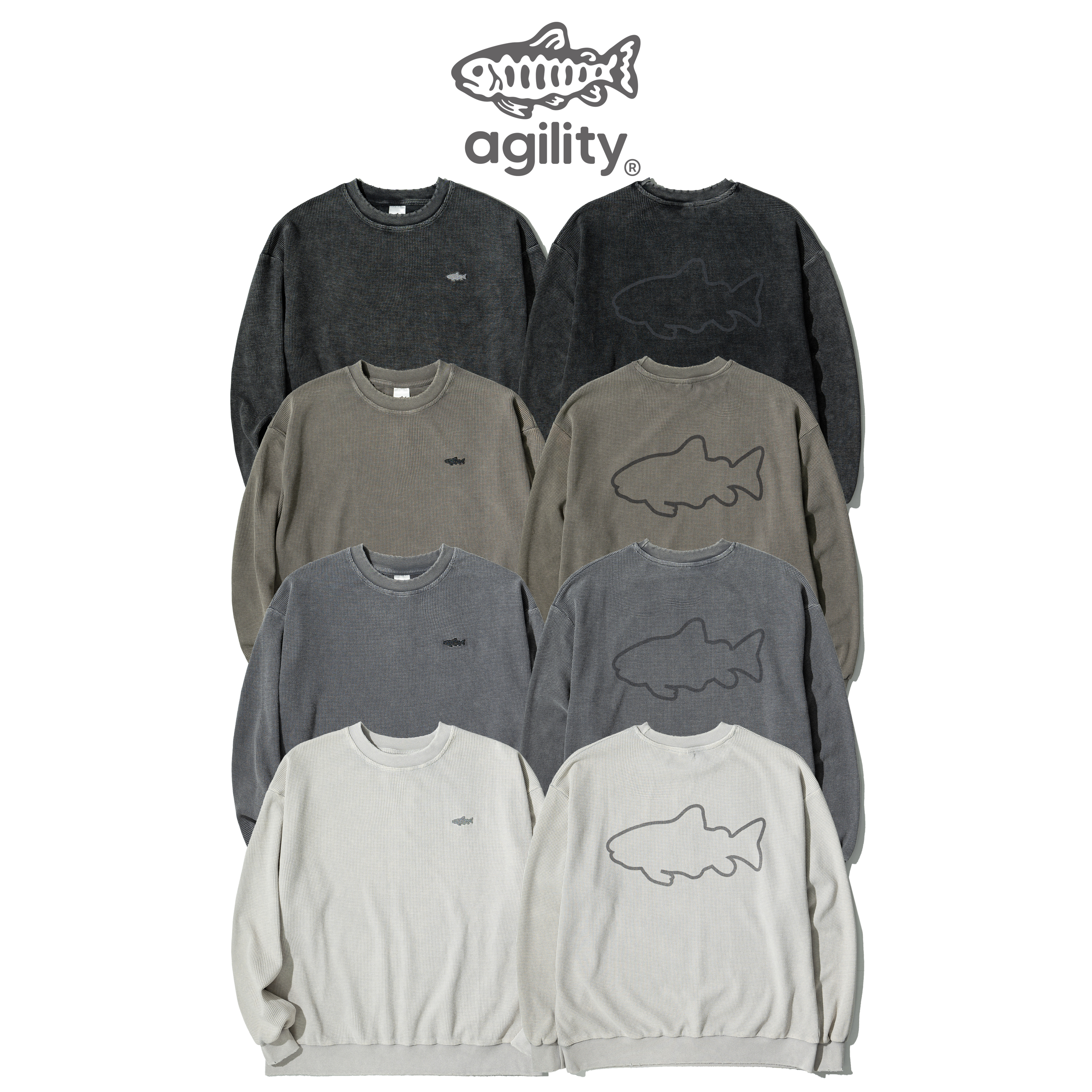 【福利品】AGILITY Washed Waffle LS Tee / Shadow 水洗華夫格 魚影 長袖Tee [WF88]