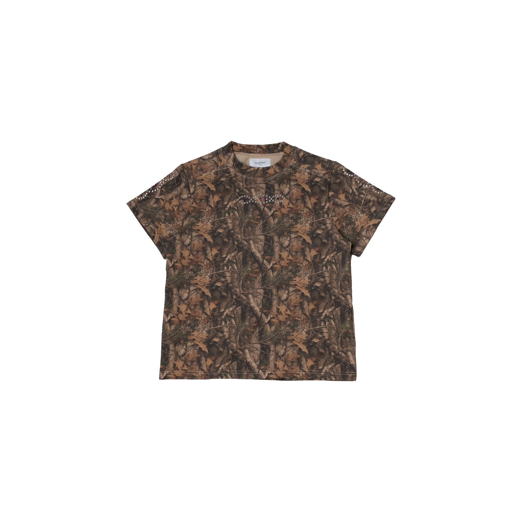 Fashion Killia TREE CAMO TEE 樹紋 寶石 鉚釘 T恤