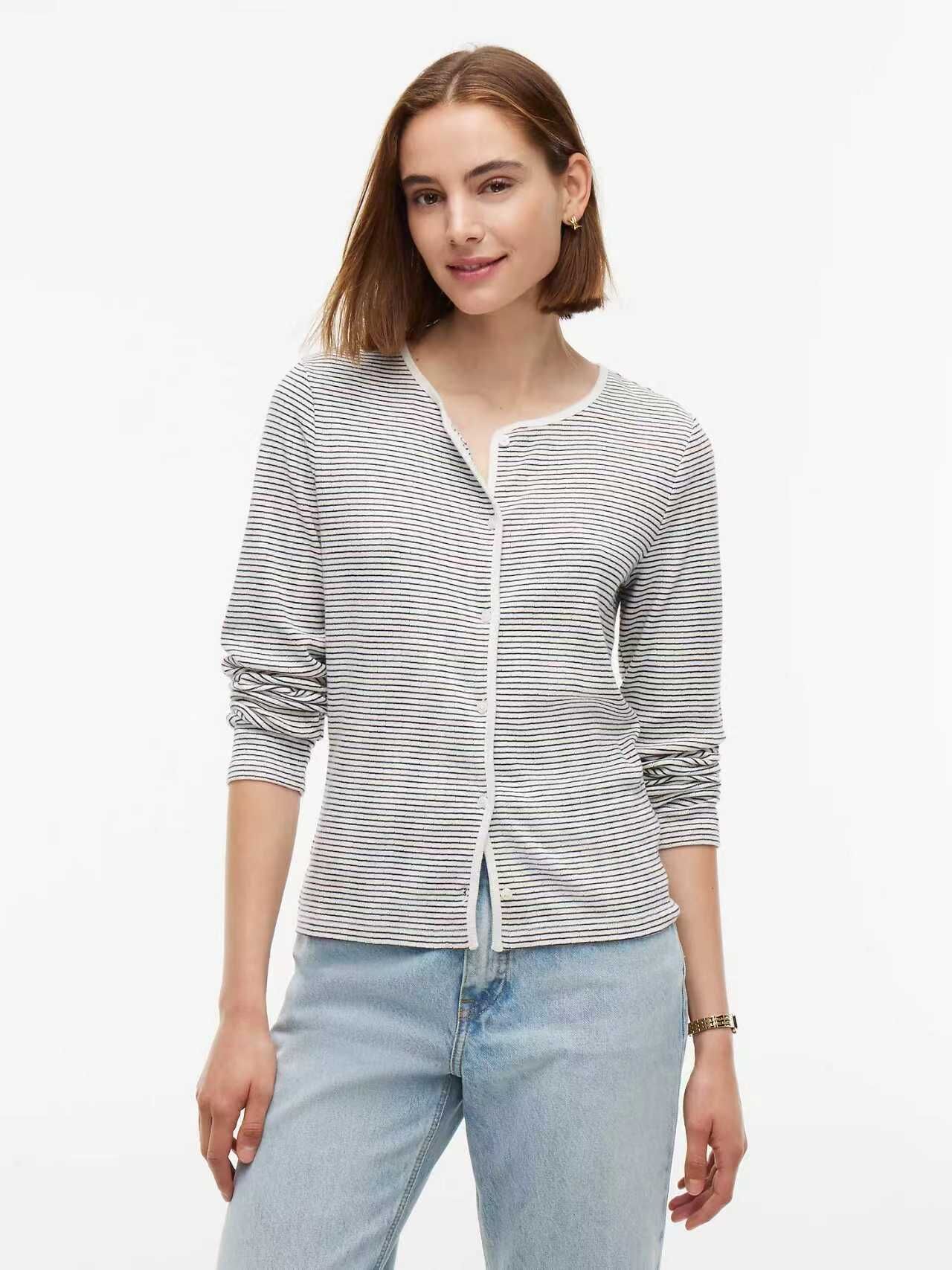 【預購】TOMMY HILFIGER N090526 Striped 女裝針織開衫外套 (黑白間紋)