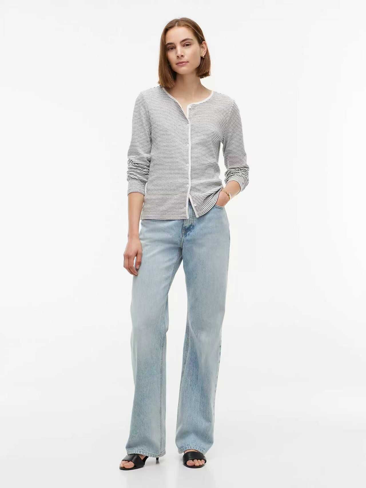 【預購】TOMMY HILFIGER N090526 Striped 女裝針織開衫外套 (黑白間紋)