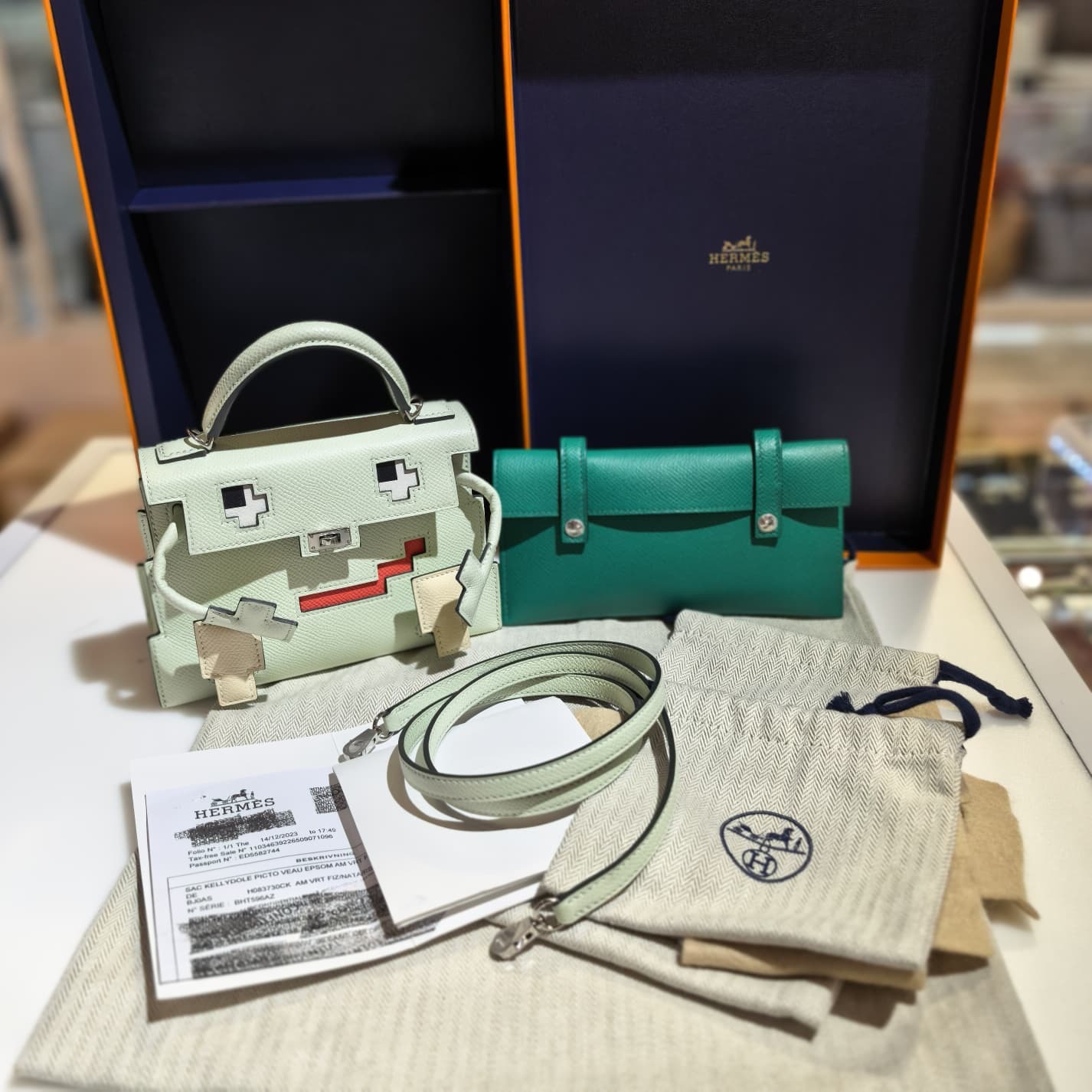 全新HERMES Kelly Doll 氣泡綠/深綠 Epsom皮銀扣 #BRAND NEW #香榭站正品
