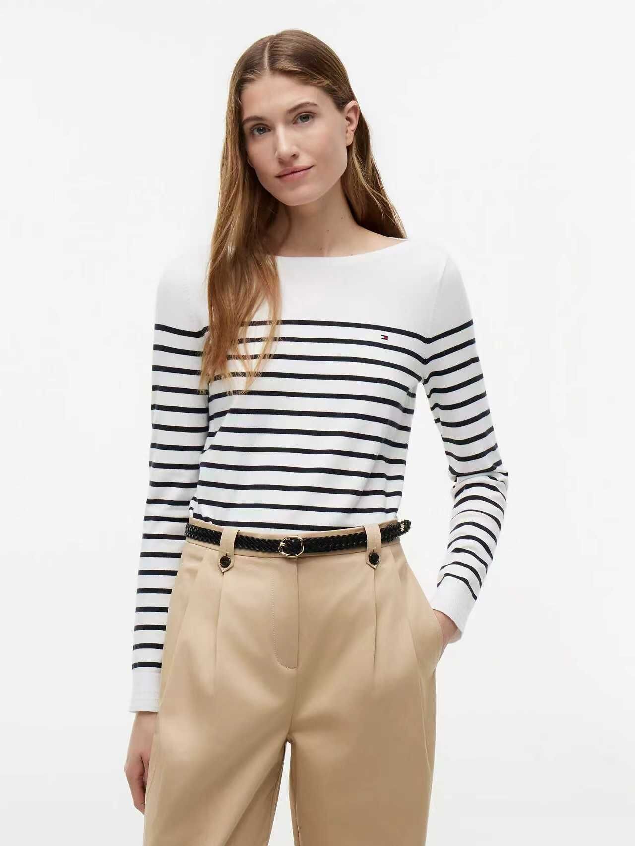 【預購】TOMMY HILFIGER N090528 Striped 女裝圓領毛衣