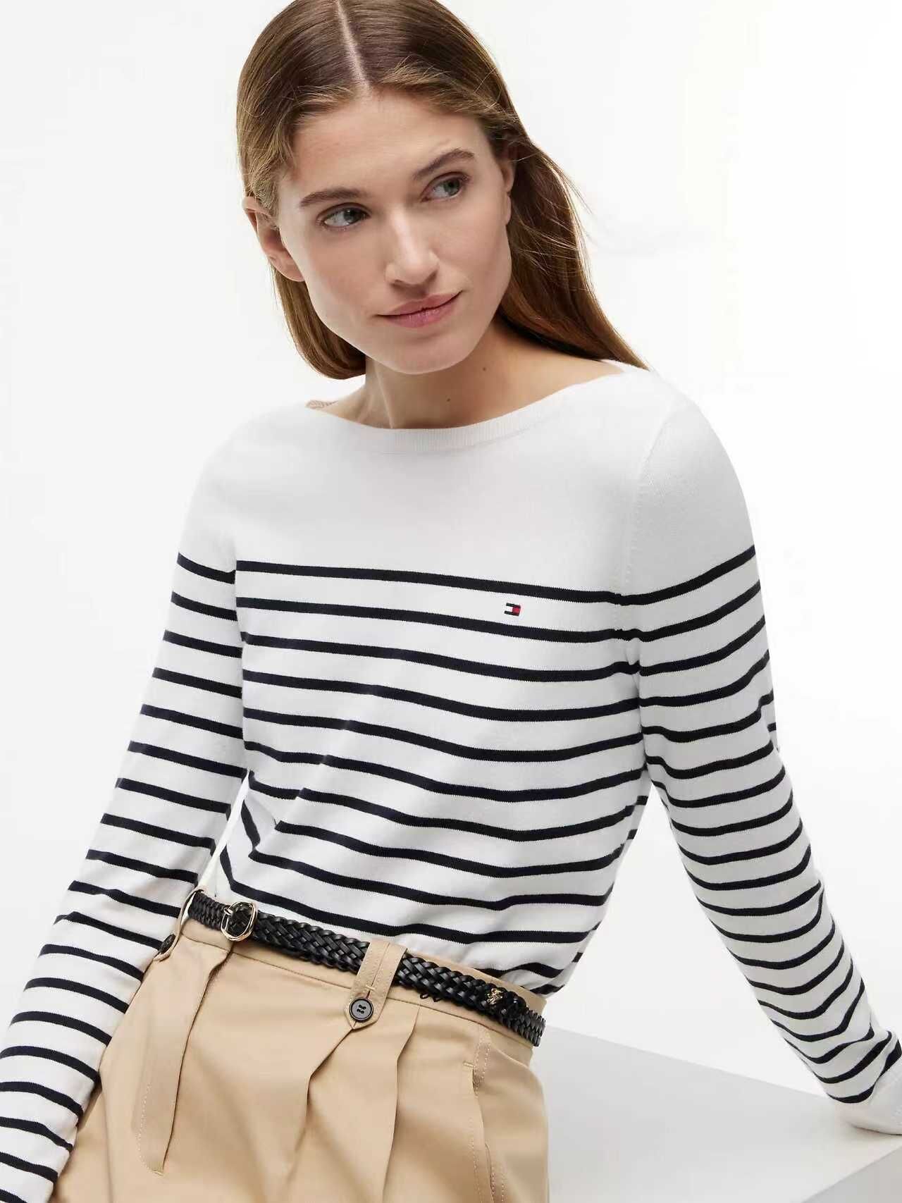 【預購】TOMMY HILFIGER N090528 Striped 女裝圓領毛衣