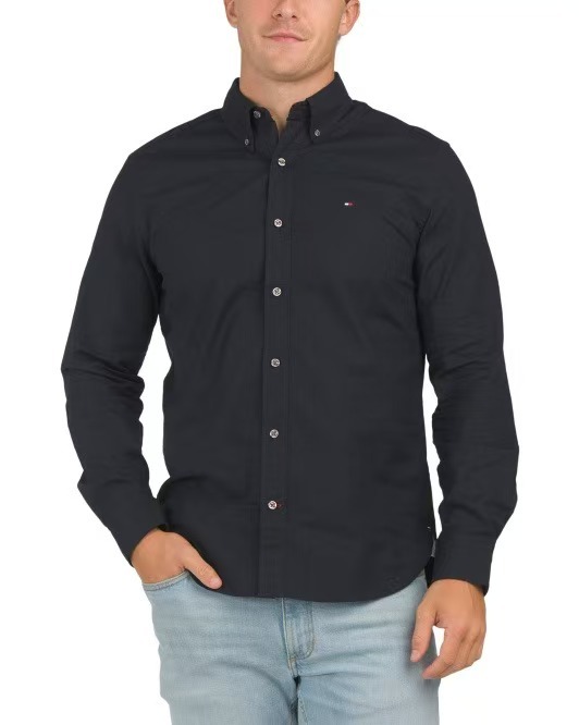 【預購】TOMMY HILFIGER N0905201 男裝修身長袖襯衫 (深藍色)