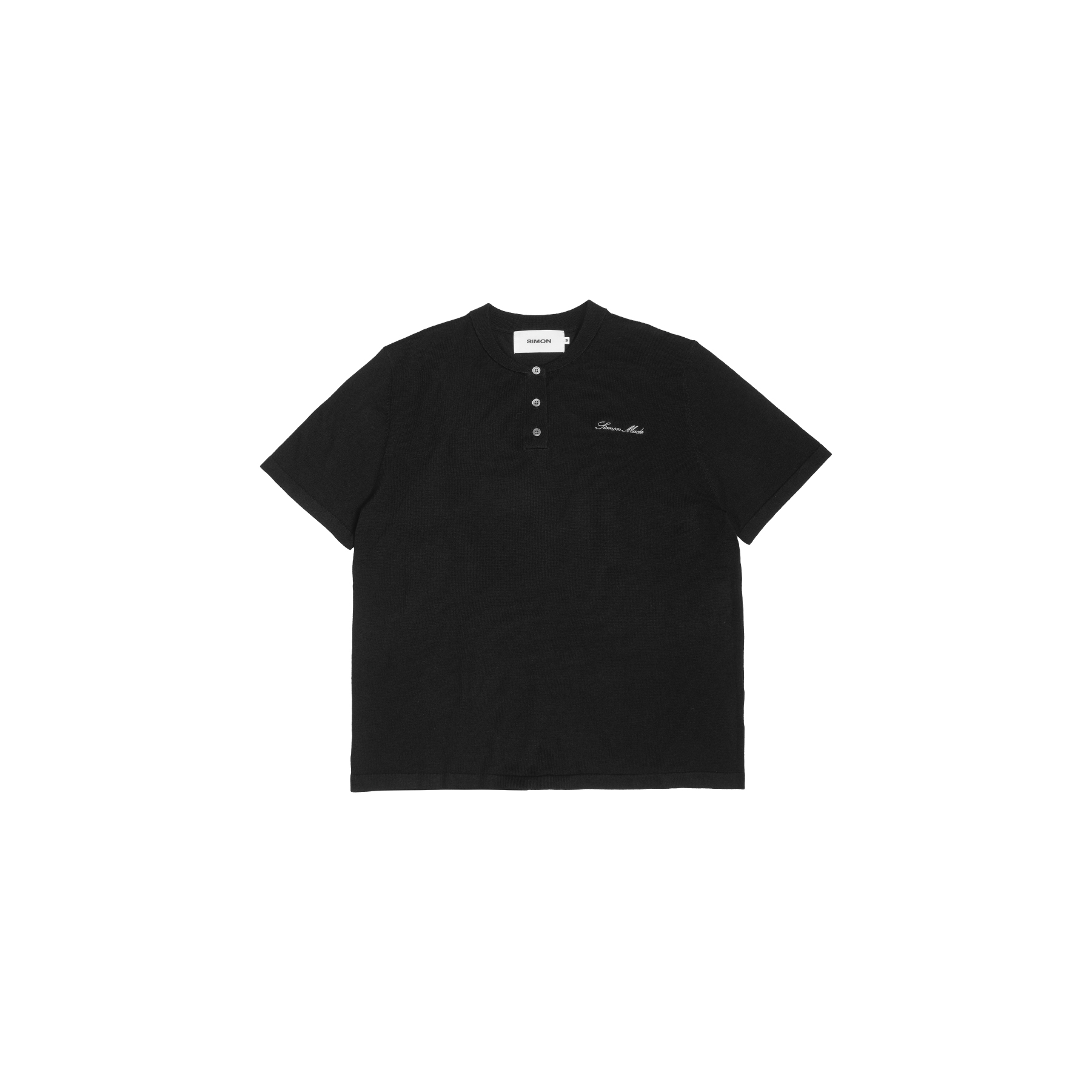 SIMON MADE TS-2637 羊毛混紡 刺繡LOGO 亨利領 短T 短袖
