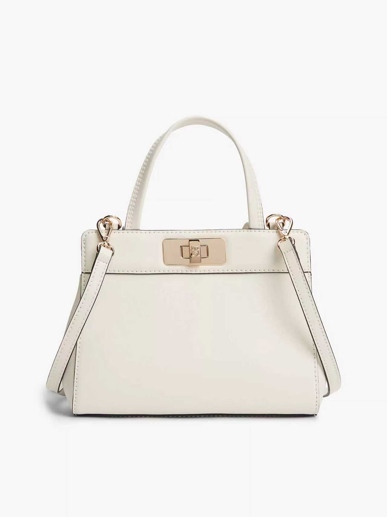 【預購】TOMMY HILFIGER N090536 Monogram Turnlock 迷你手提包 (米白色)