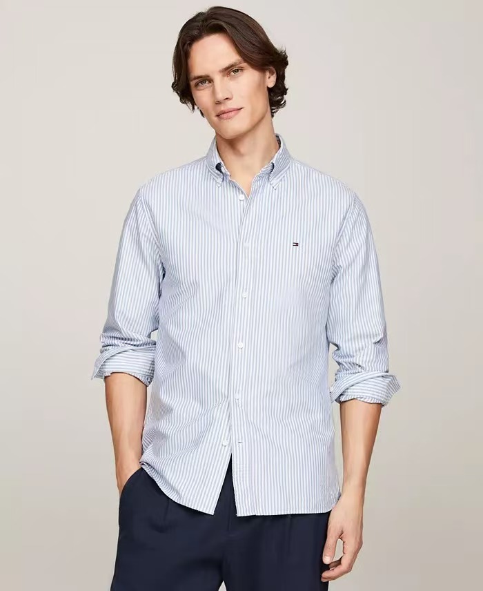 【預購】TOMMY HILFIGER N0905203 男裝長袖襯衫 (藍白條紋)