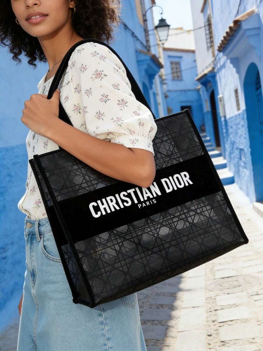 Dior 2025 Beauty VIP贈品網紗藤格Tote Bag