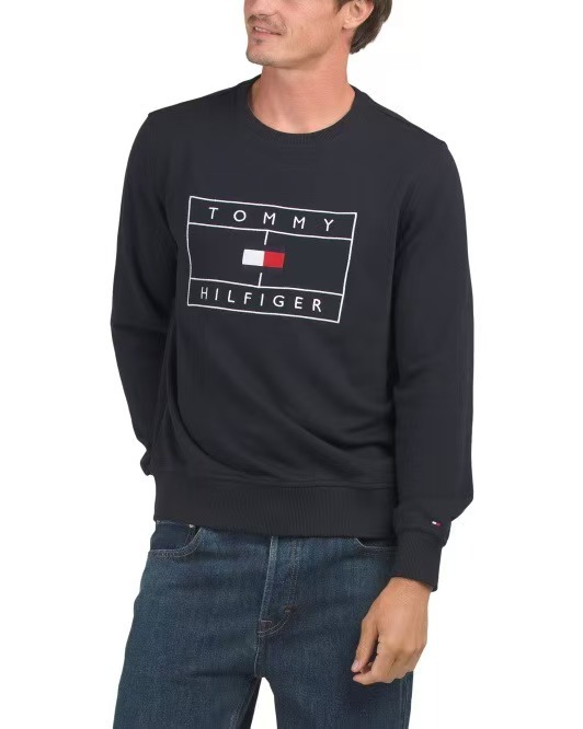 【預購】TOMMY HILFIGER N0905205 男裝刺繡圓領衛衣 (黑色)