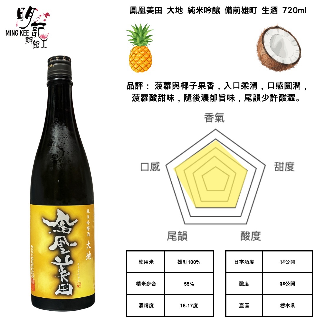 鳳凰美田 大地 純米吟釀 備前雄町 生酒 720ml
