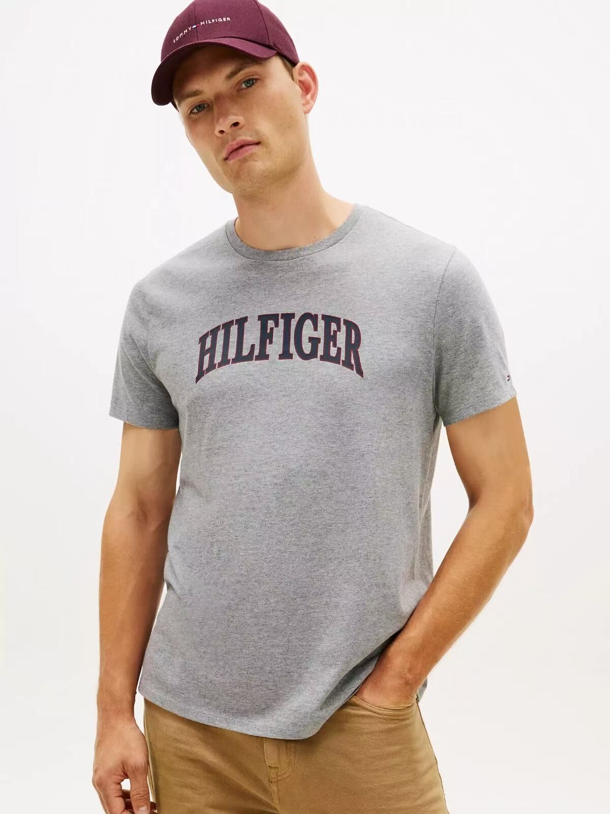 【預購】TOMMY HILFIGER N090544 Hilfiger Arch 男裝短袖上衣 (灰色)