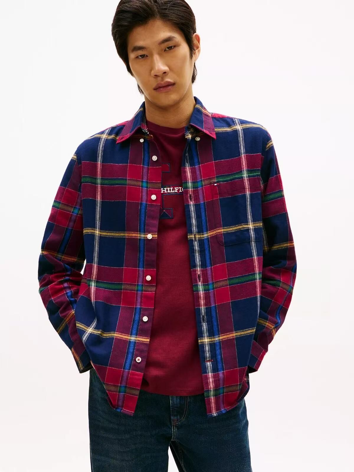 【預購】TOMMY HILFIGER N090547 Plaid Brushed Flannel 男裝格仔長袖上衣