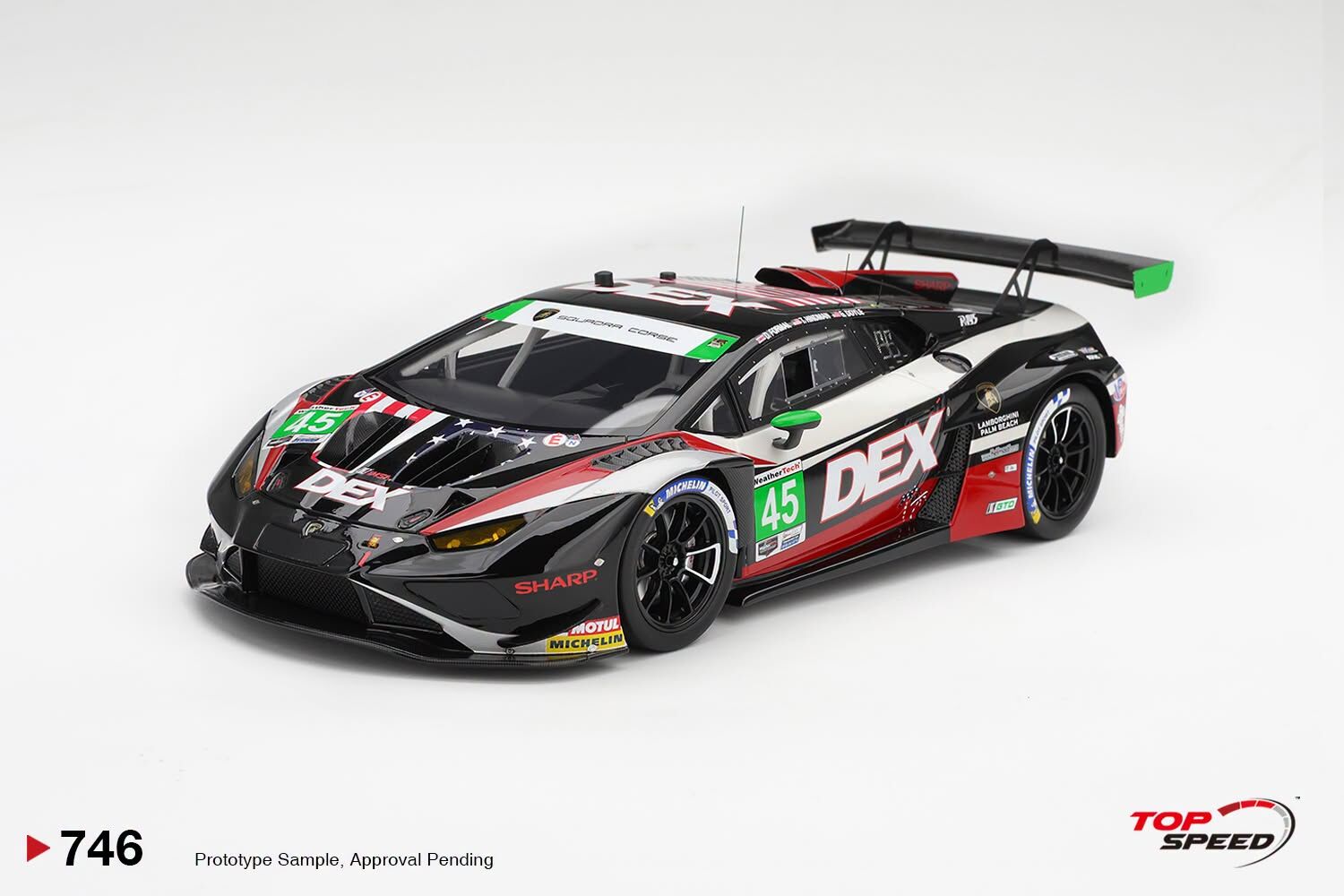 預訂 (訂金$300) (預訂價$1439) :1/18 TOP SPEED Lamborghini Huracan GT3 EVO2 #45  DEX Wayne Taylor Racing 2026  IMSA Laguna Seca Class Winner (TS0746)