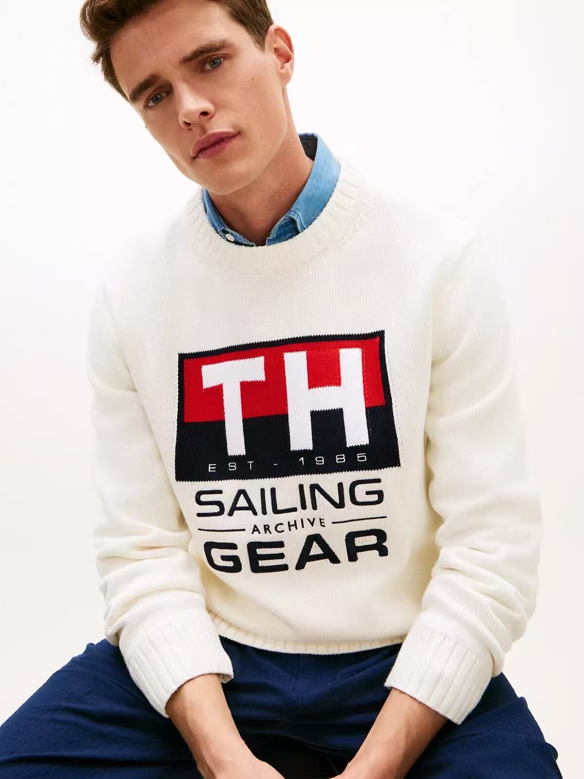 【預購】TOMMY HILFIGER N0905209 男裝圓領針織上衣 (米白色)