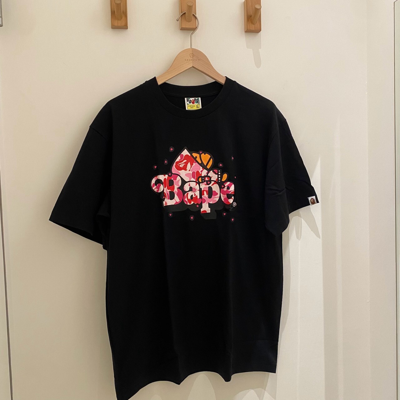 BAPE  BABY MILO櫻花字母躺姿小猴 短 T