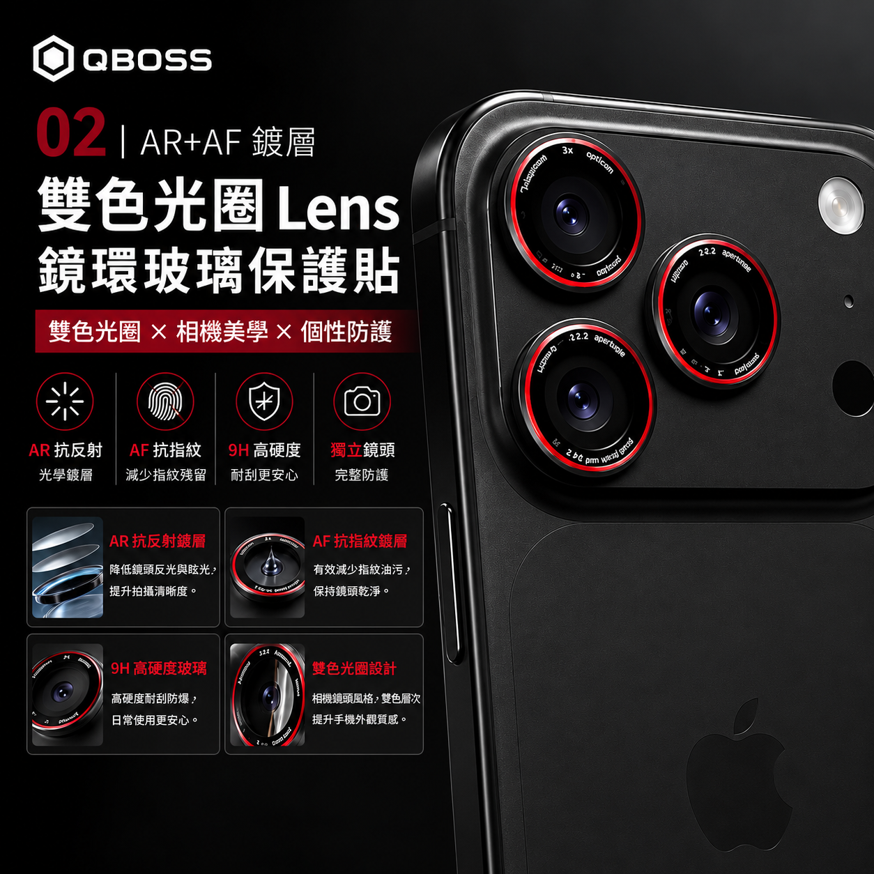小誠3C｜AR＋AF 鍍層 雙色光圈 Lens 鏡環玻璃保護貼 iPhone 18 Pro / Pro Max