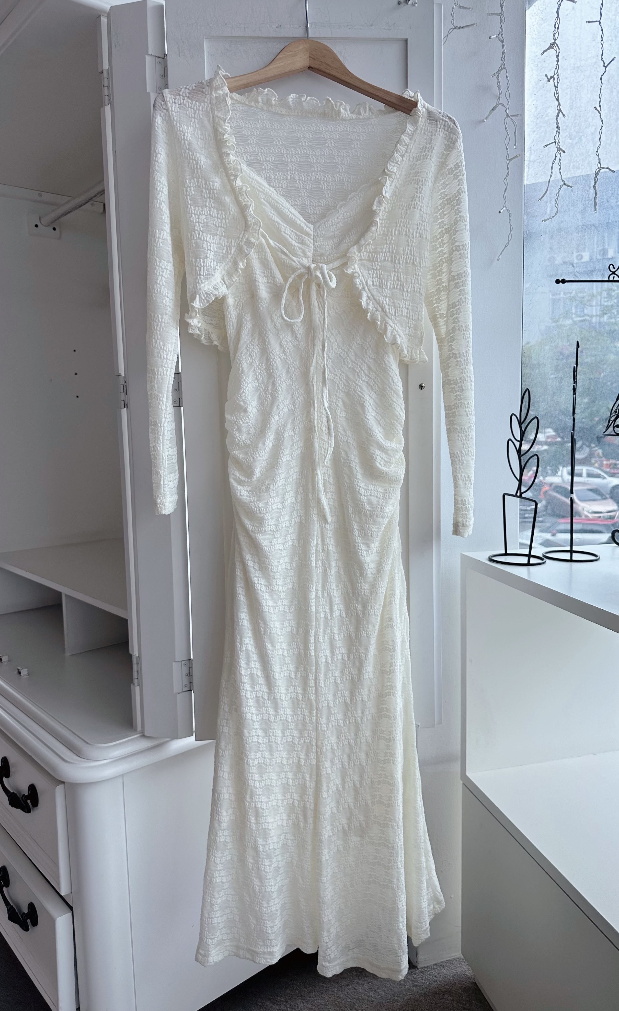 LACE STRAP DRESS WITH CARDIGAN (2PCS)