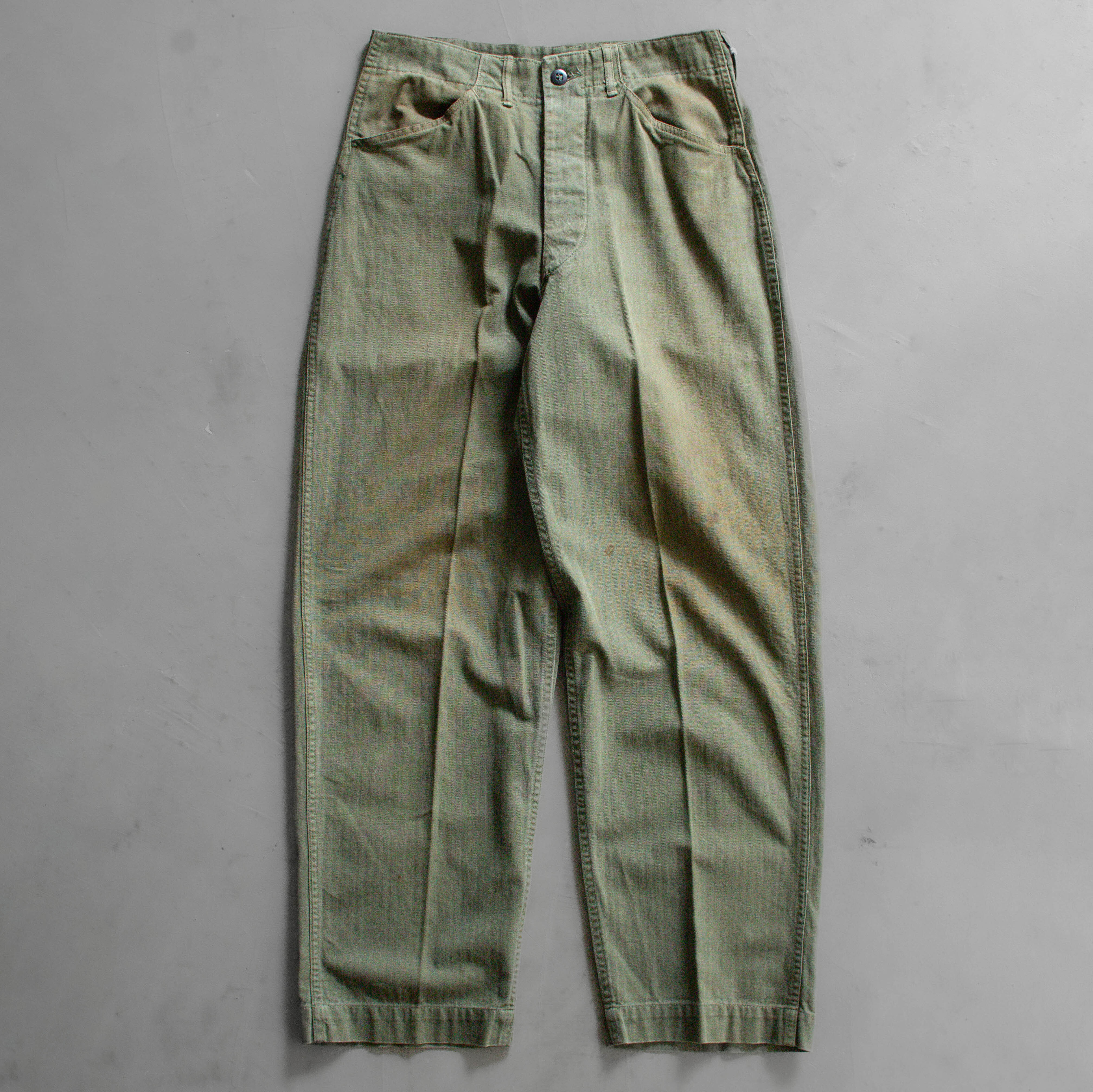 40-50S USMC P47 HBT  FATIGUE PANTS 美軍 陸戰隊 人字紋 軍綠 長褲