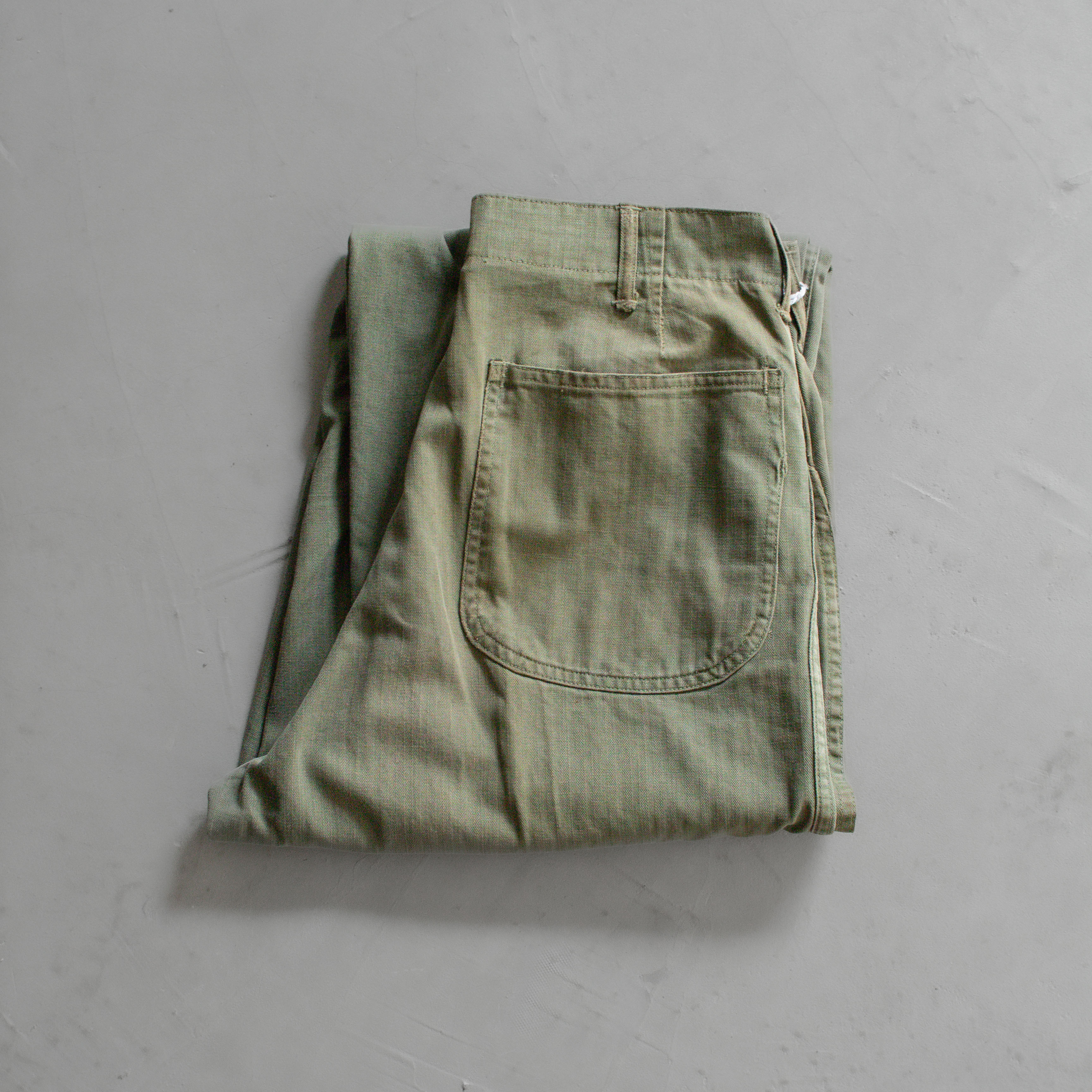 40-50S USMC P47 HBT  FATIGUE PANTS 美軍 陸戰隊 人字紋 軍綠 長褲
