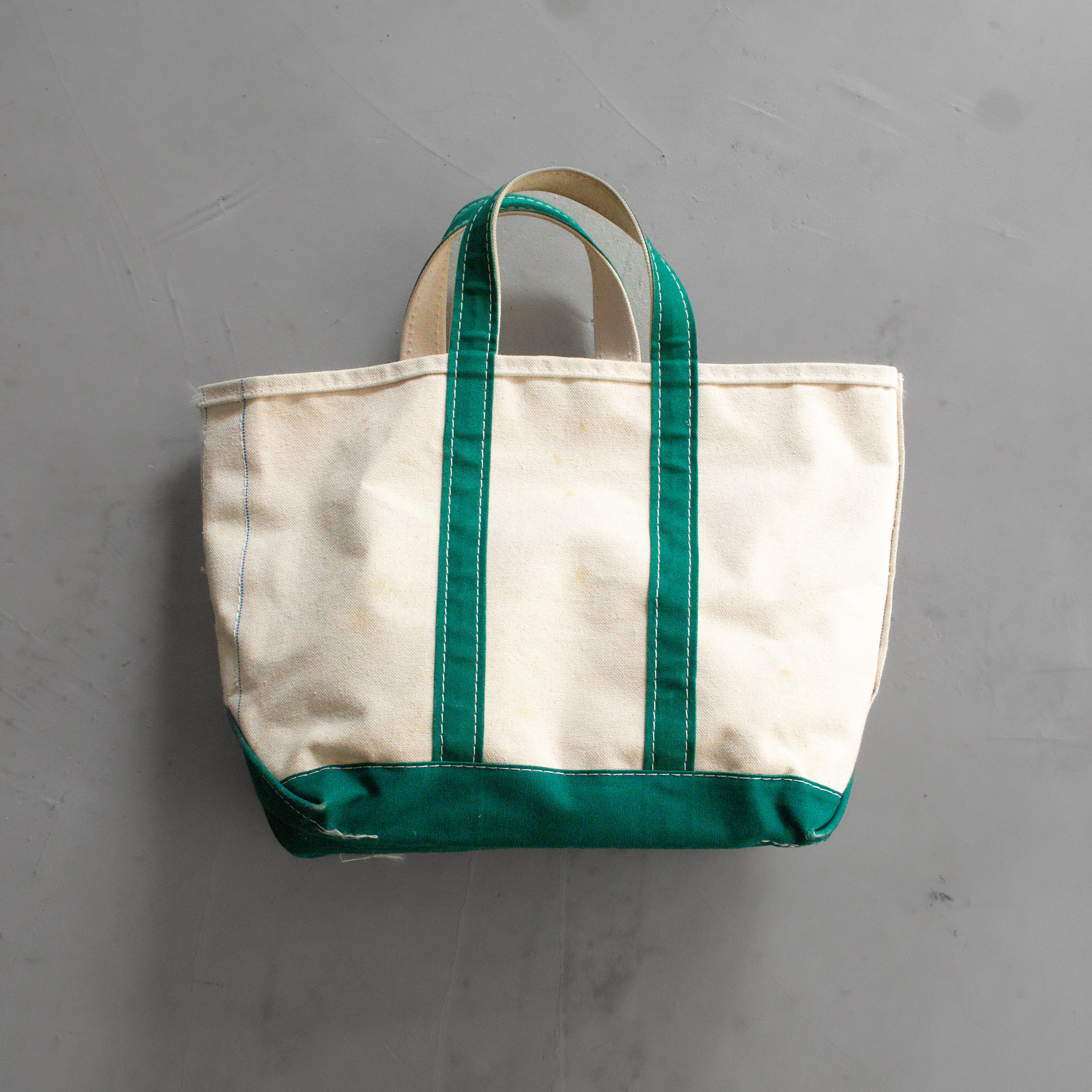 70-80S L.L.BEAN BOAT & TOTE BAG 美國製 綠白 帆布 手提 托特包