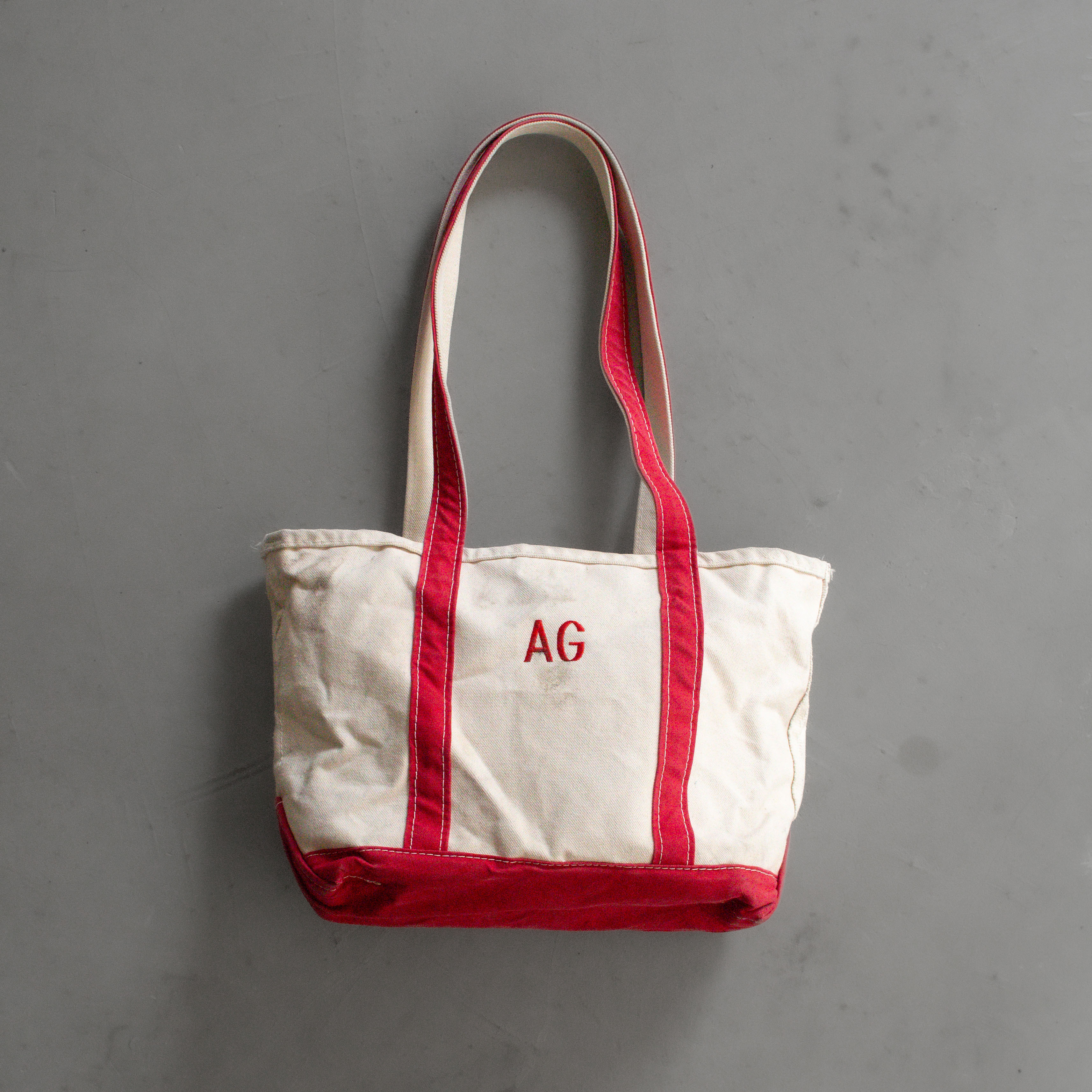 90-00S L.L.BEAN BOAT & TOTE BAG 美國製 酒紅 帆布 手提 托特包