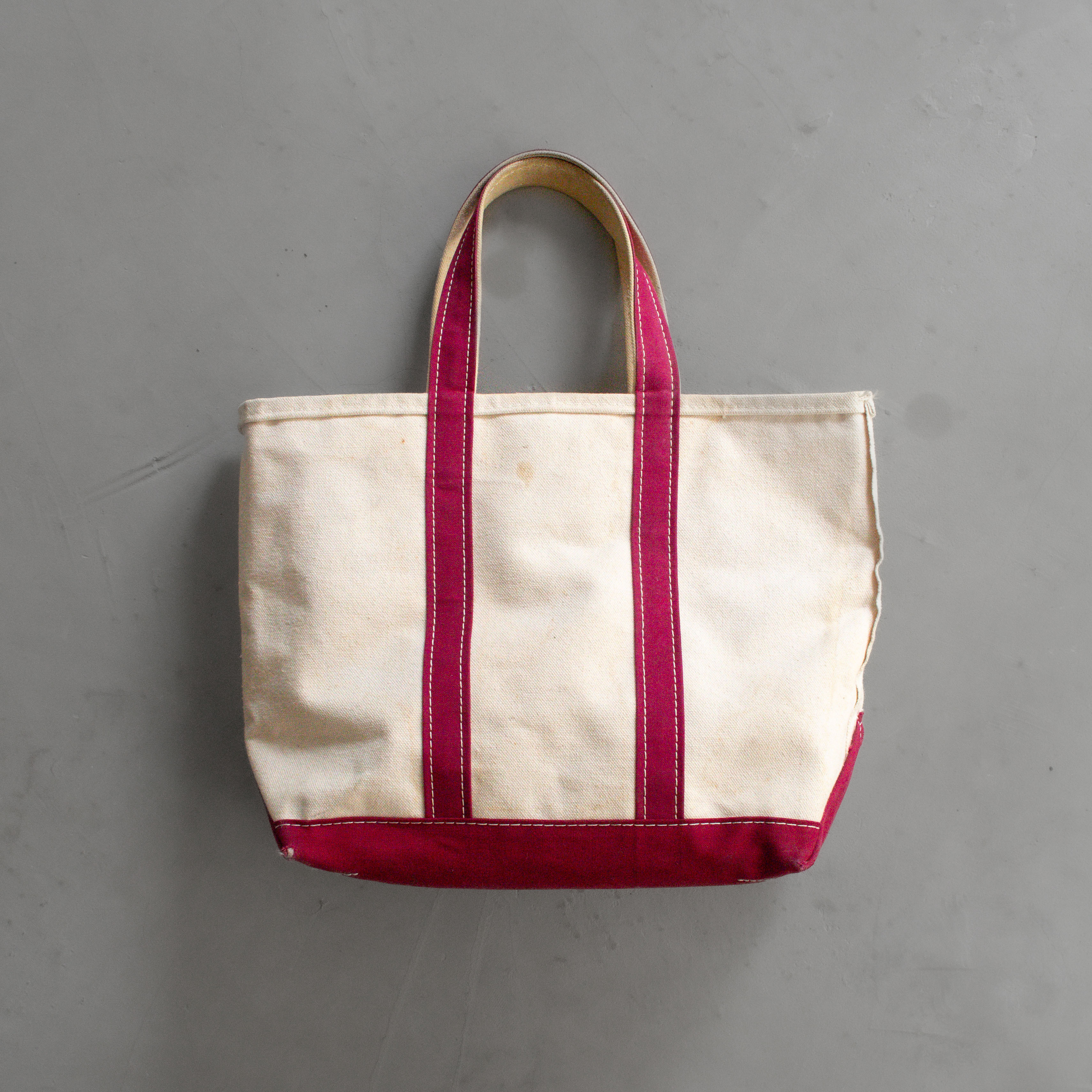 90-00S L.L.BEAN BOAT & TOTE BAG 美國製 紅白 帆布 長提把 托特包