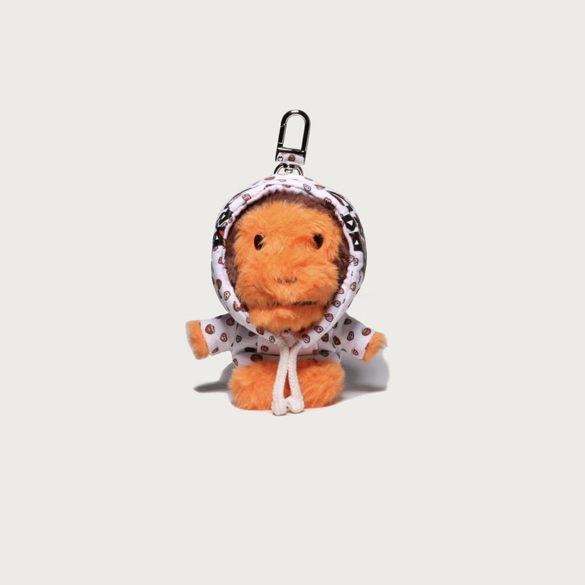 -(C014)-A BATHING APE BAPE MILOGRAM SWEETS PATTERN HOODIE BABY MILO FURDOLL KEY CHAIN 毛茸茸 吊飾 鑰匙圈 白色/咖啡色-2M80282301