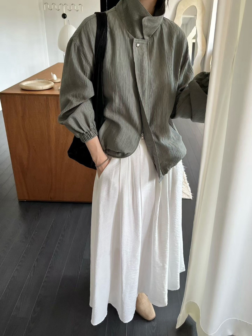 輕鬆有型☆肌理感大翻領寬鬆襯衫外套