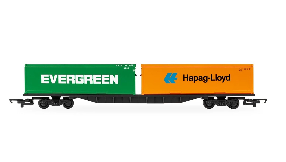 Hornby R60360 OO scale RailRoad: BR - FFA Container Wagon & Containers