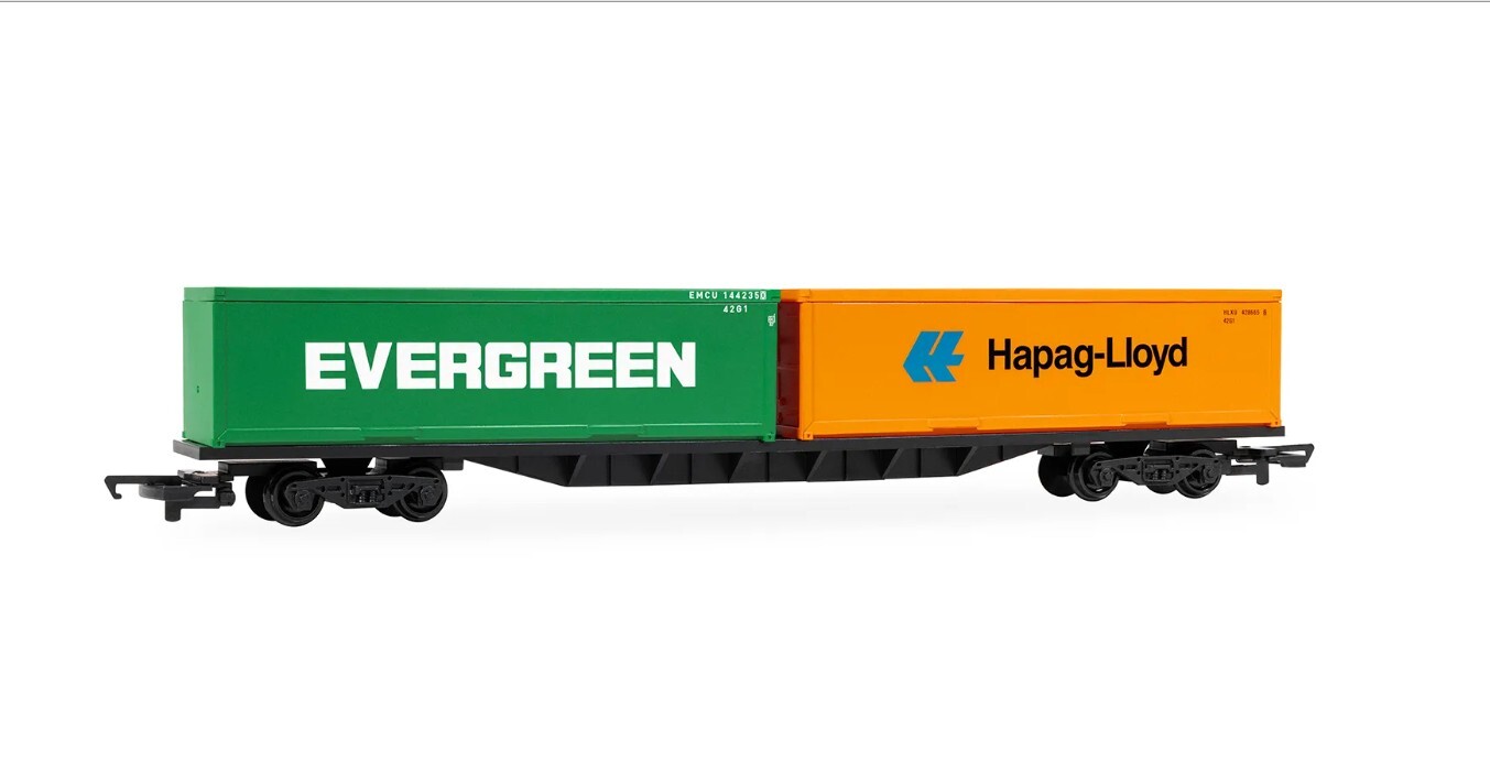 Hornby R60360 OO scale RailRoad: BR - FFA Container Wagon & Containers